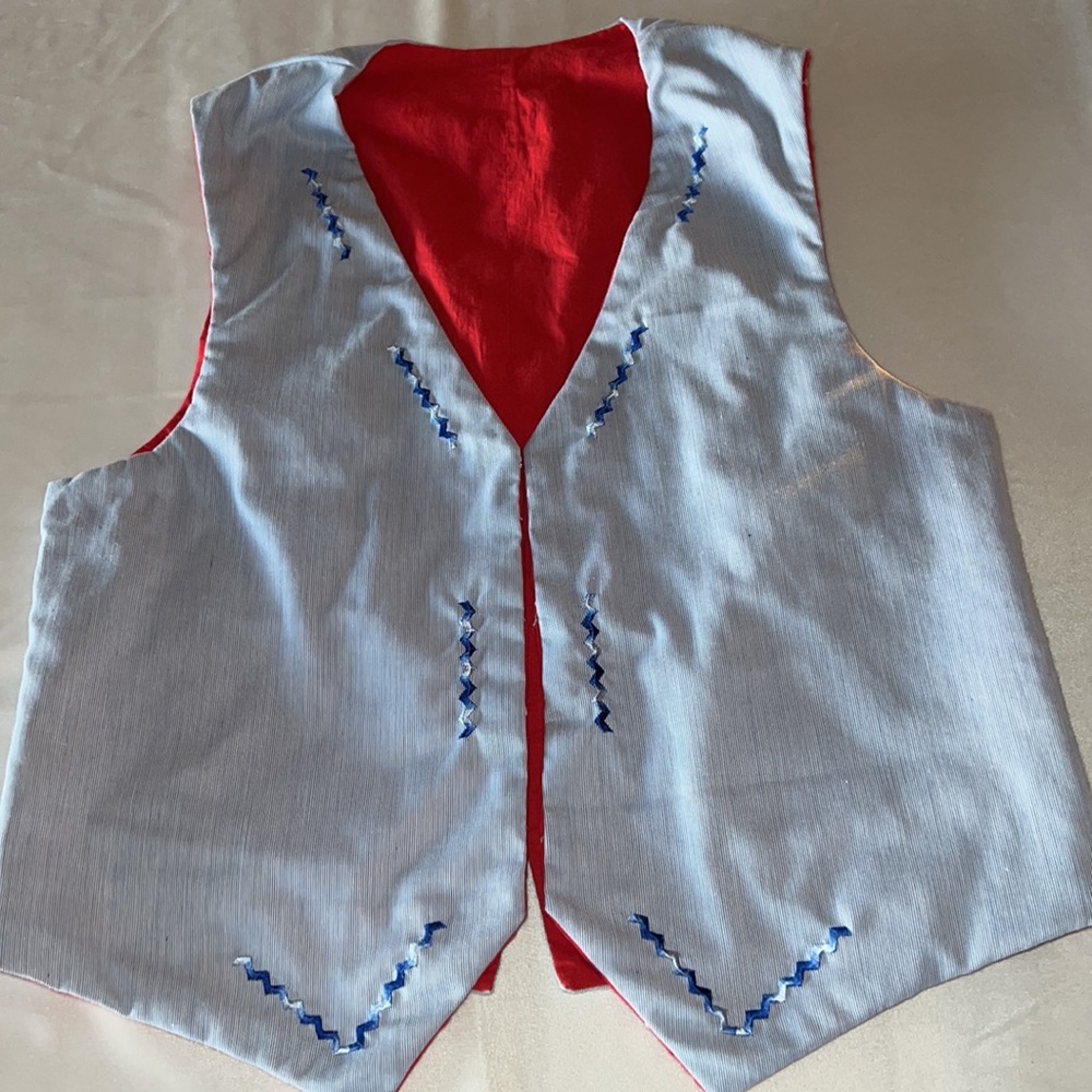 Handmade Reversible Vest Americana Colors & Embroidery - Picture 1 of 10